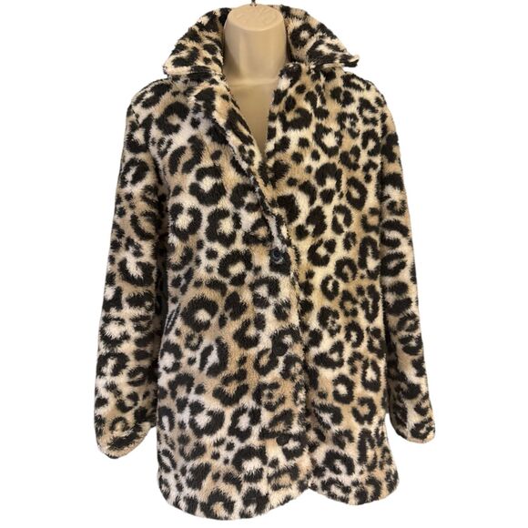 PJ Salvage Women's Loungewear Cozy Faux Fur Jacket Cheetah Print Size XS - Picture 1 of 7